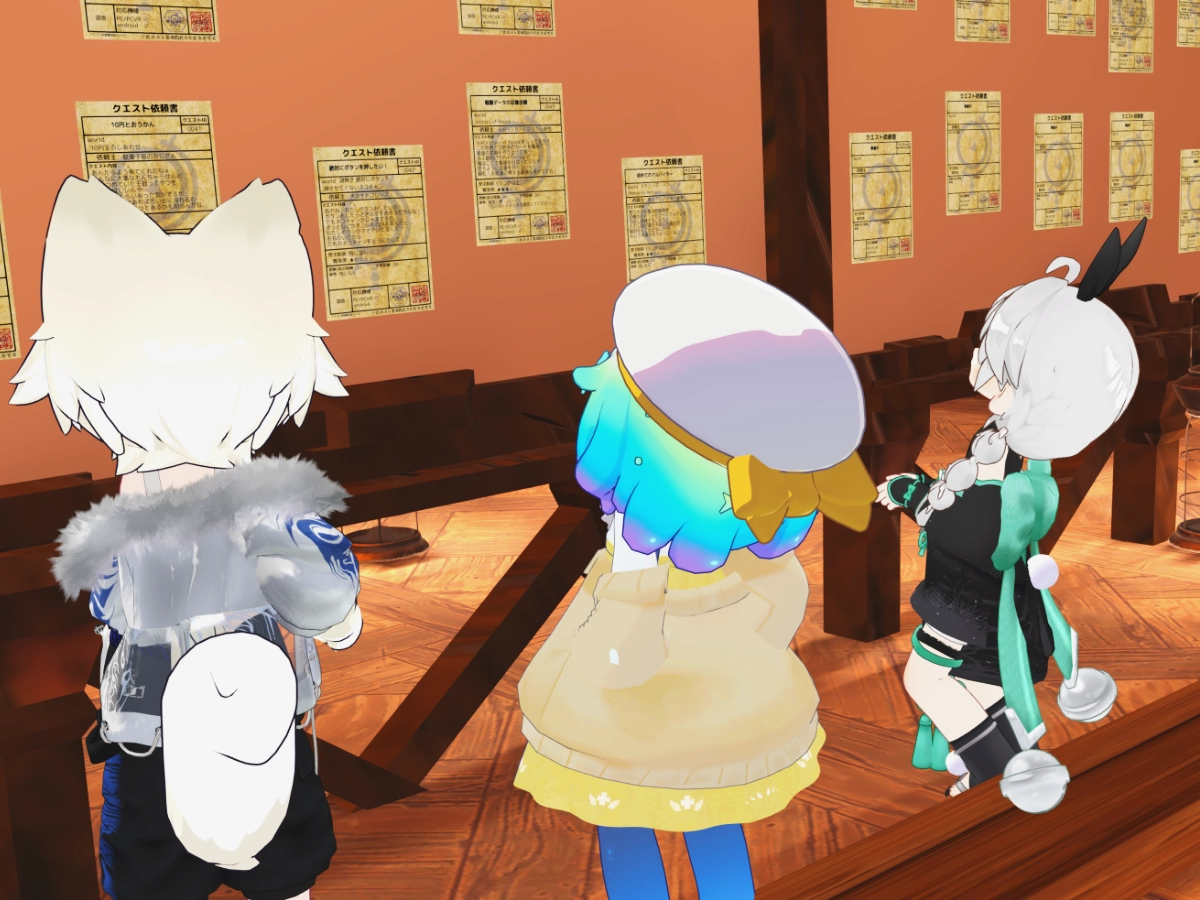 クエストボードを見る冒険者たち